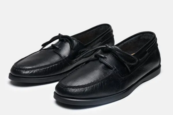 MORJAS Boat Shoes>The Boat Shoe BlackGrain