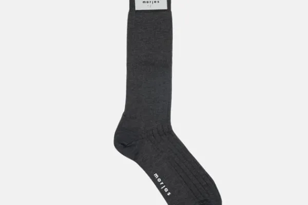 MORJAS Socks>The Sock MidGreyRibbed